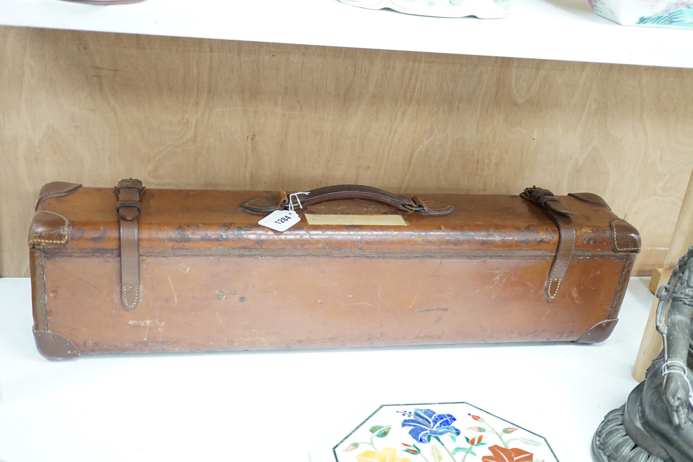 A Purdey Lightweight Reg. No. 727366 brown leather gun case. 79cm wide